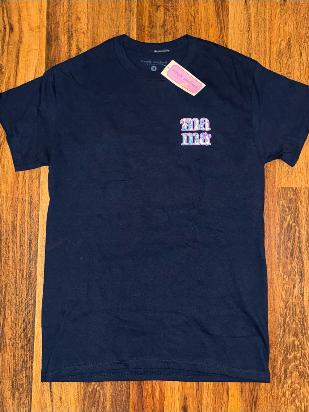 Simply Southern Navy Short-Sleeve Tee with Pink & White 'mama' Graphic